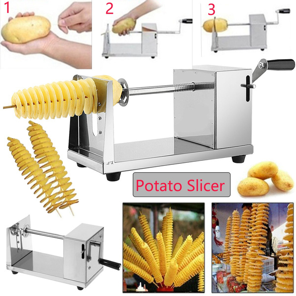 JeashCHAT Spiral Potato Slicer Manual Stainless Steel Twisted Potato Slicer  Spiral Vegetable Cutter French Fry 