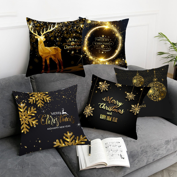 Gold christmas outlet cushions