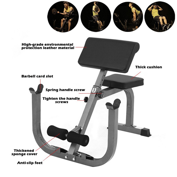 Preacher Curl Weight Bench Isolated Barbell Dumbbell Biceps Station Roman Chair 