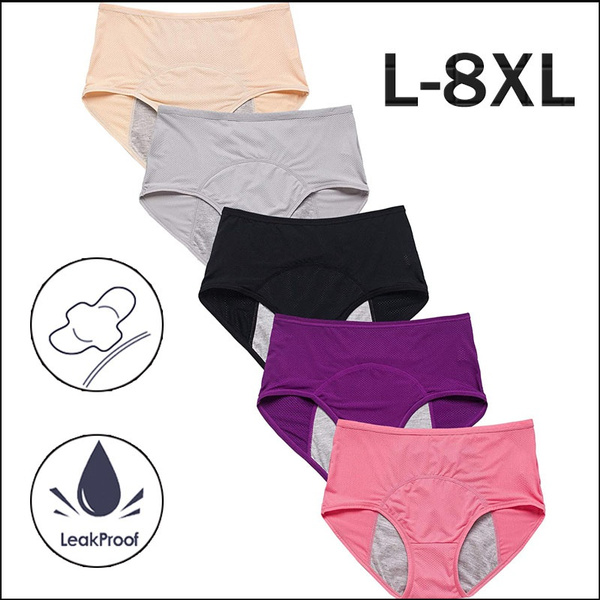Plus Size: L-8XL Women Menstrual Panties Leak Proof Underwear High Waist  Panties Cotton Underwear for Women Seamless Panties 6 Colors