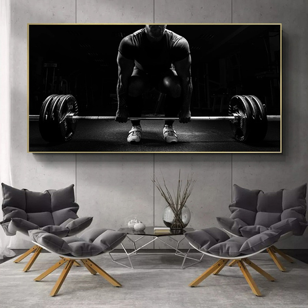 Poster Tela Palestra Fitness Bodybuilding – Quadro Moderno Per Allenamento E Yoga