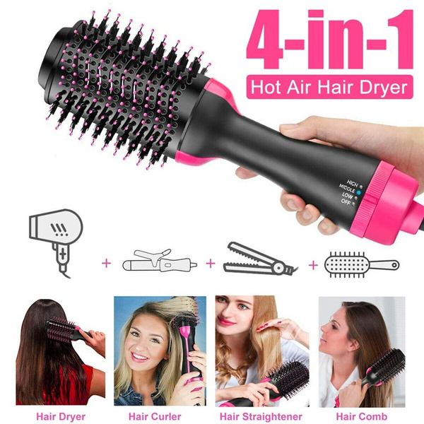 US 4 in 1 Hot Air Comb Multifunction Hair Curler Straightener Hair Dryer