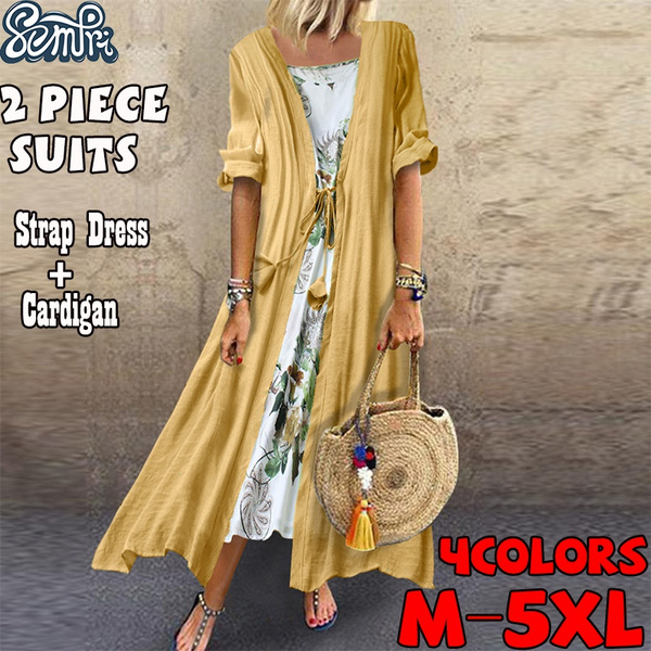 Women Summer Fashion Boho Dress 2 Piece 