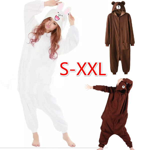 New Animal Onesie Plus Size XXL Bear Kigurumis 150 190 Cm Adult Women Men s Pajamas Sleep Overall Fleece Zipper Jumpsuit