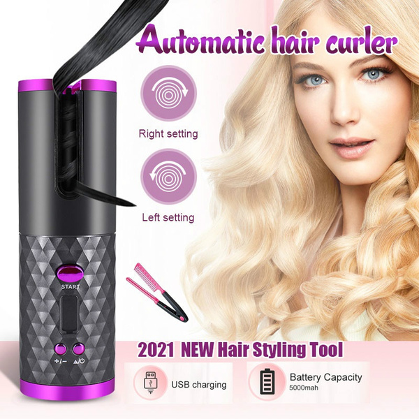 LCD Auto Rotating Hair Curler 5000MAH Cordless Waver Curling Iron Ceramic  Curling Salon Hair Styling Tools | Wish