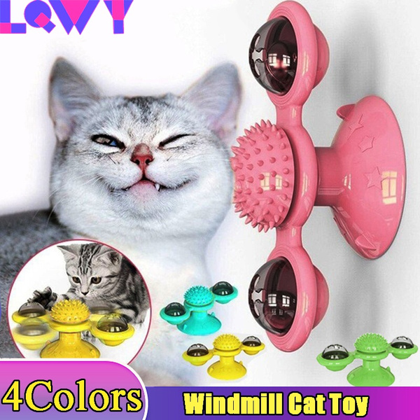 Green Monarchy Interactive Teasing Cat Toy Multifunctional Turntable Windmill Cat Toy Scratching Tickle Hair Brush Pet Funny Game Toy