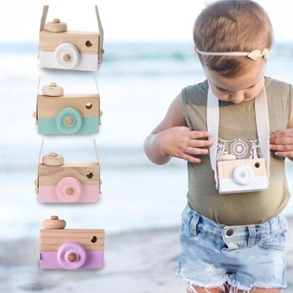 Wooden Camera Cameras Toy Children's Travel Decor Gifts Children Kids Baby RF 