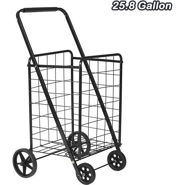 Large Folding Utility Cart with Wheels, Black