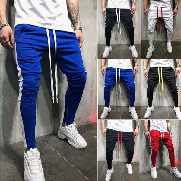 Men Hipster Gym Slim Fit Trousers Tracksuit Bottoms Skinny Joggers Sweat Track  Pants Hot Sale