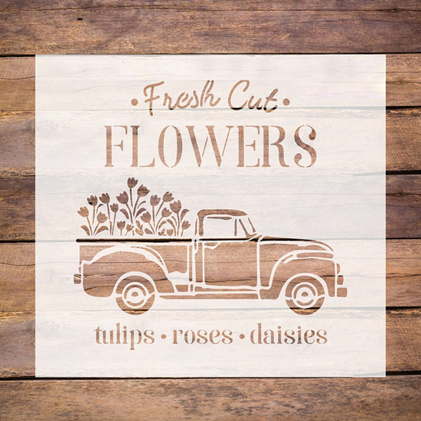Fresh Cut Flowers Stencil Template Reusable Stencil for Baking