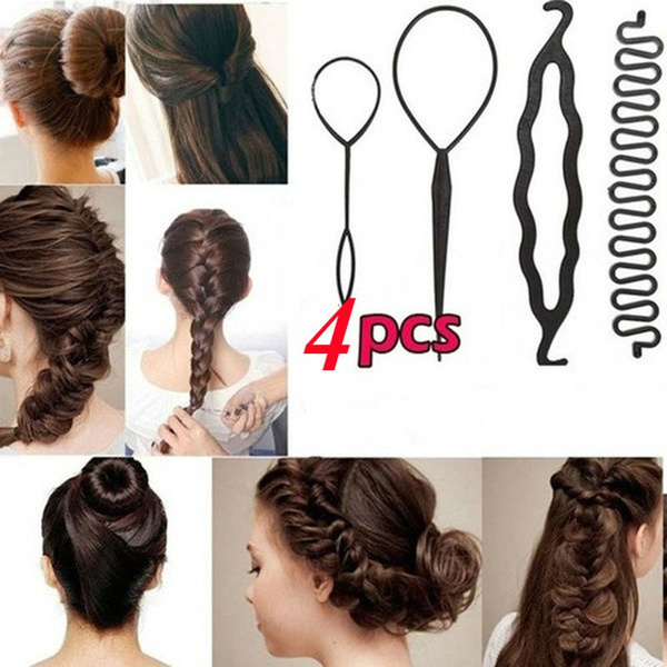 4Pcs/Set Hair Braiding Tool Roller With Magic Hair Clip Twist Styling Bun Maker 4Pcs/Set Hair Braiding Tool Roller With Magic Hair Clip Twist Styling Bun Maker
