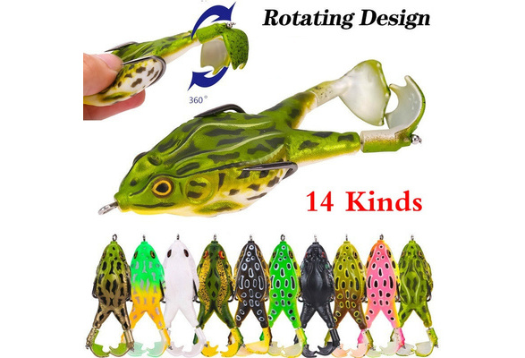14 kinds Frog Soft Fishing Lure 9cm /13.5g Top Water 3D Simulation Floating  Baits Propeller Foot Flippers Frog Rotation Tractor for Bass/Snakehead  /Murray cod