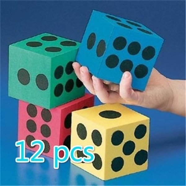 12JUMBO FOAM DOT DICE Die Numbers Math Cubes Count Games Party Night