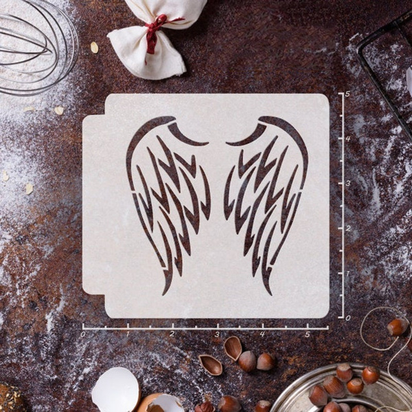 Angel Wings Stencil Template - Reusable Stencil for Baking/Journal/Scrapbook / Pigment/Ink Pad/Spray/Hand Painting/Cloth//Wall /Furniture | Wish angel-wings-stencil-template-reusable-stencil-for-baking-journal-scrapbook-pigment-ink-pad-spray-hand-painting-cloth-wall-furniture-wish