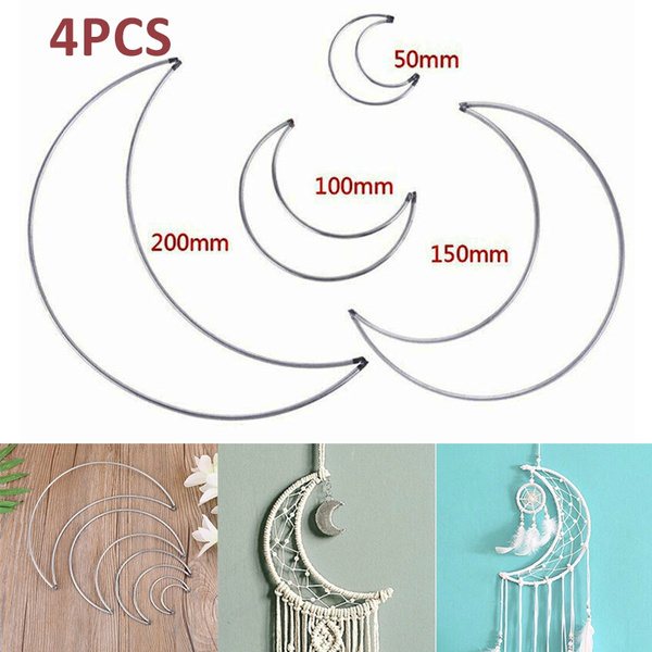 4Pcs Metal Dream Catcher Dreamcatcher Macrame Craft Hoop DIY Half Crescent Moon 4Pcs Metal Dream Catcher Dreamcatcher Macrame Craft Hoop DIY Half Crescent Moon