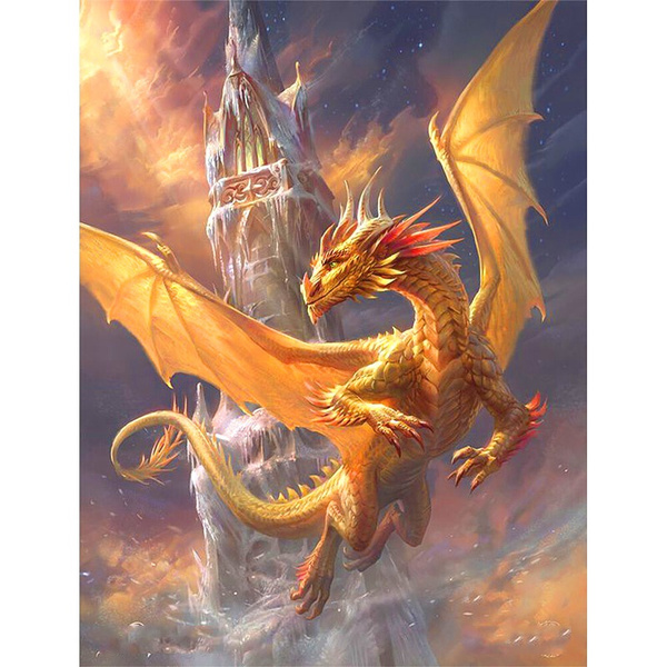 DIY 5D Diamond Painting Dragon Animal Full Drill with Number Kits Home and  Kitchen Fashion Crystal Rhinestone Cross Stitch Embroidery Paintings Canvas  