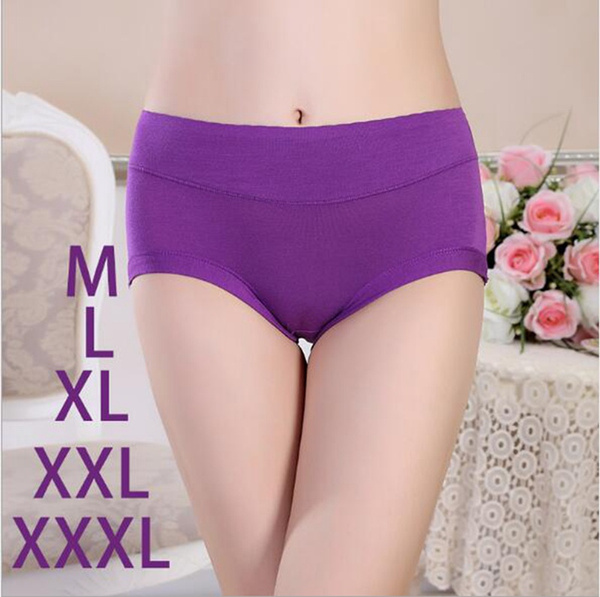 Bamboo Fiber Sexy Woman's Triangle Underpants Plus Size Mm Mommy Shorts  Panties Fat Woman Loose Pants