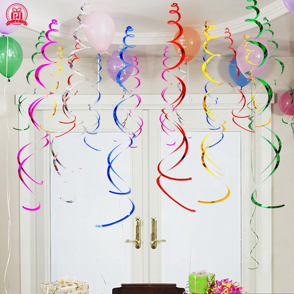 Multicolor Hanging Swirl Party Decorations, Spiral Streamers