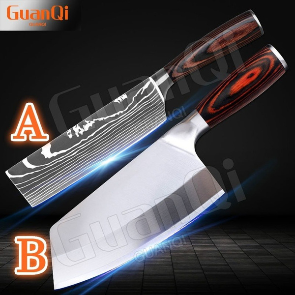 GuanQi Kitchen Knife Meat Cleaver Stainless Steel Kitchen Knife Butcher Knife Professional Meat