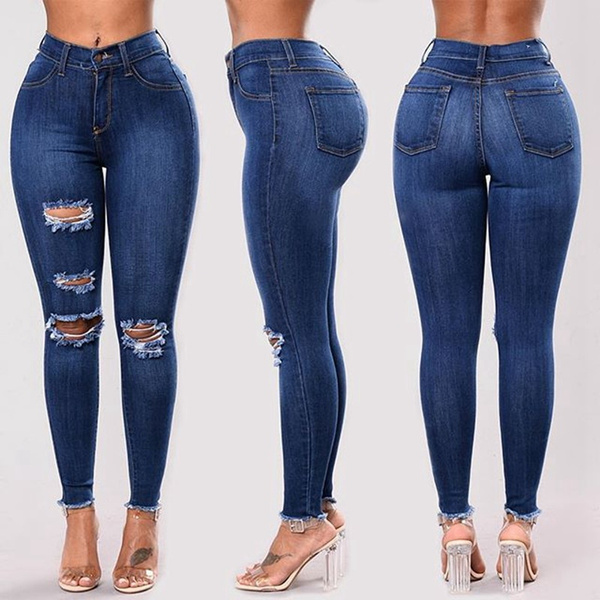CBGELRT Vintage Jeans for Women High Waist Female Ladies Jeans Women's High  Waisted Ripped Jeans for Women Lift Distressed Stretch Skinny Jeans -  Walmart.com