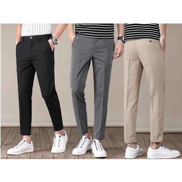 MOGU Ankle-Length Dress Pants for Men Slim Fit Cropped Trousers | Mens dress  pants, Slim fit men, Mens pants casual