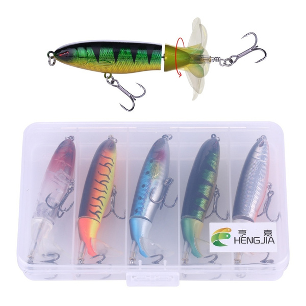 Topwater Popper Minnow Lure Set Whopper Plopper Bait With Rotating