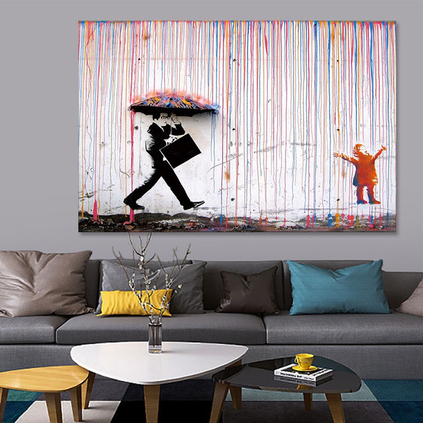 Banksy Colorful Rain | Poster