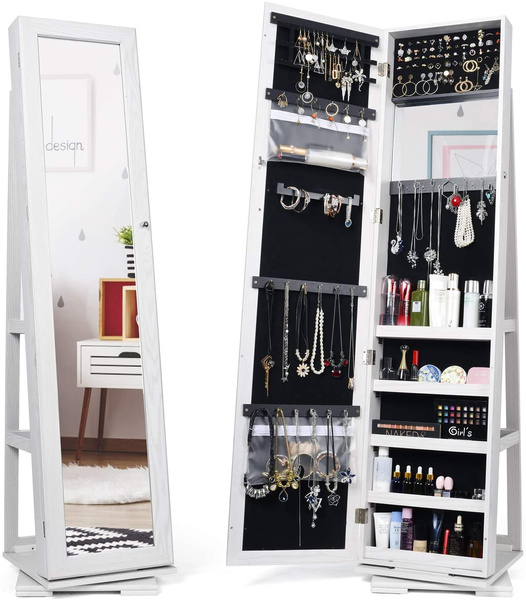 Titan Mall Armoire Jewelry Standing Jewelry Organizer Jewelry Armoire with Mirror 360