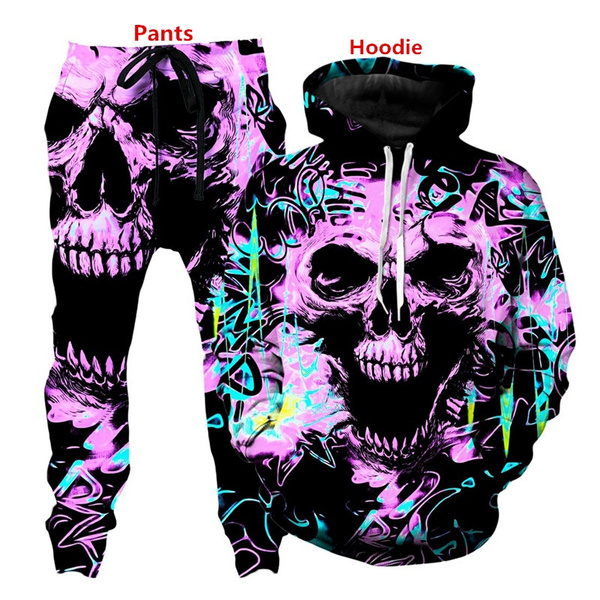 3D Print Skull graffiti 90s joggers Men 