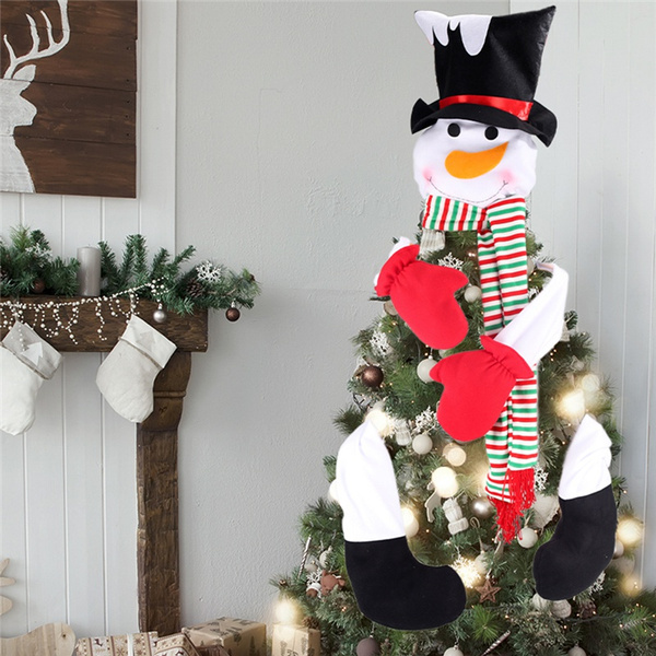 Christmas Snowman Tree Topper Scarf Hat 