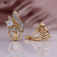 Moda, stainless steel earrings, gold, engagementearring