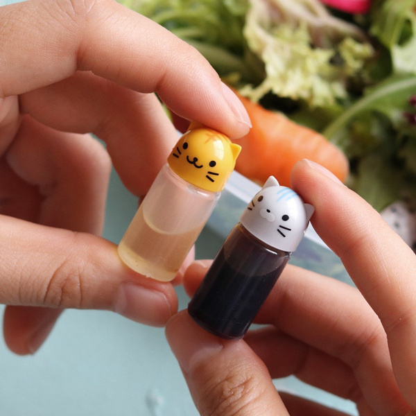 3pcs/set Mini Seasoning Sauce Bottle Small Containers Lovely Rabbit Frog  Duck Bottles For Bento Lunch Box Kitchen Jar Accessorie