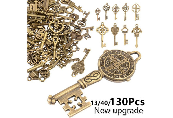 17 Pcs/Set Bronze Vintage Keys STEAMPUNK CYBERPUNNK COGS GEARS DIY JEWELRY CRAFT
