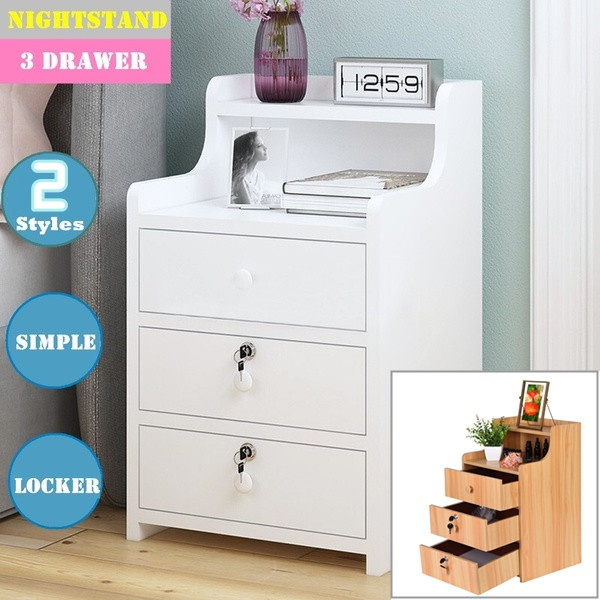 Tall nightstand deals with locking drawer