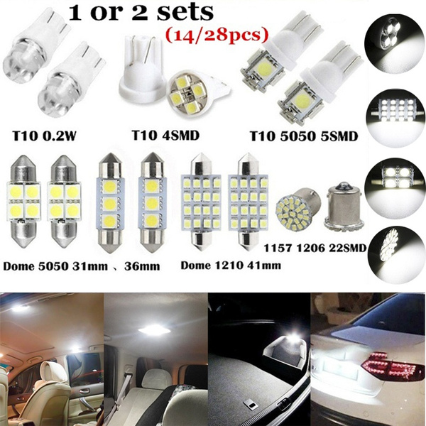 T10 LED Light Car Bulbs 14 PCS Auto Lamp For Interior Dome Map Set Inside White