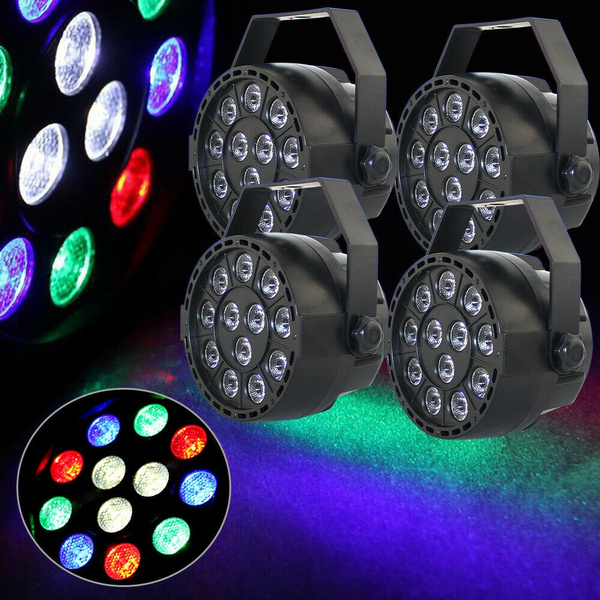 4X 12 LED RGB Spotlights PAR DMX 7 Channels Remote Control DJ Spot Effects Light Wish