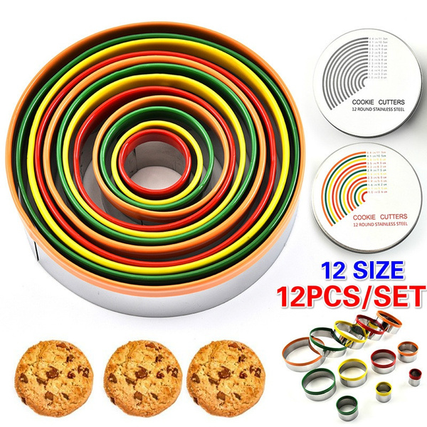 12 Piece Round Cookie Biscuit Cutter Set Pastry Cutters Stainless Steel Baking 12 Piece Round Cookie Biscuit Cutter Set Pastry Cutters Stainless Steel Baking