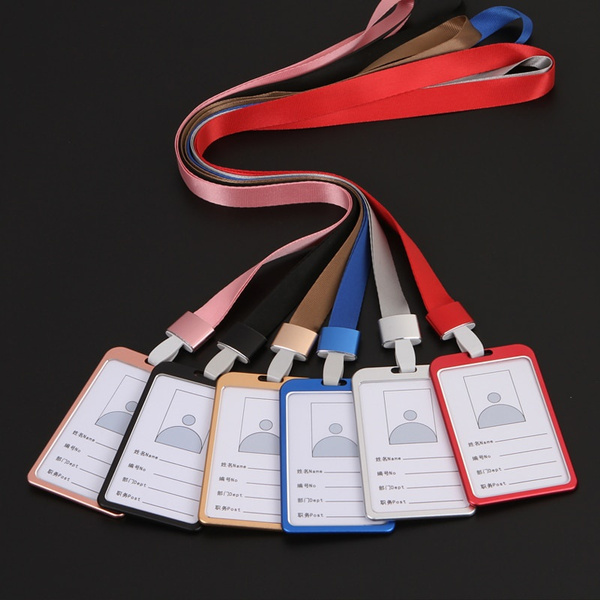 Work Business ID Aluminum Office Neck Exhibition Strap Badge Card Pass Holder