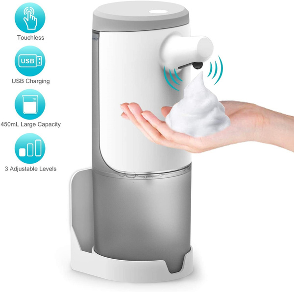 Automatic Hand Sanitizer Soap Dispenser,Touchless Sensor Foaming Soap  Dispenser,15.22oz/450mL,3 Levels 1200mAh USB Rechargeable Small and Big Foam,  Wall-Mounted Desktop 2 in 1, Creative Gift | Wish