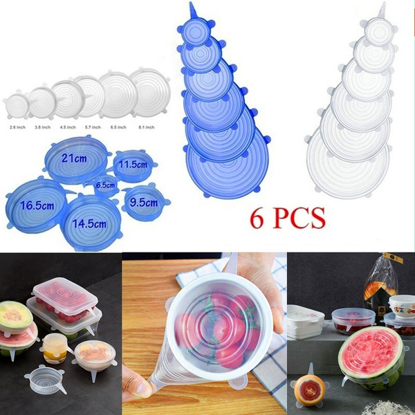 Silicone Covers For Food Storage 6PCS Stretchy Transparent Sealed