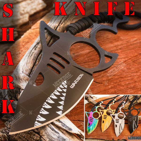 6 Full Tang Shark Attack Fixed Blade Knife Full Edge Blade Precision Grip  Handle With Sheath