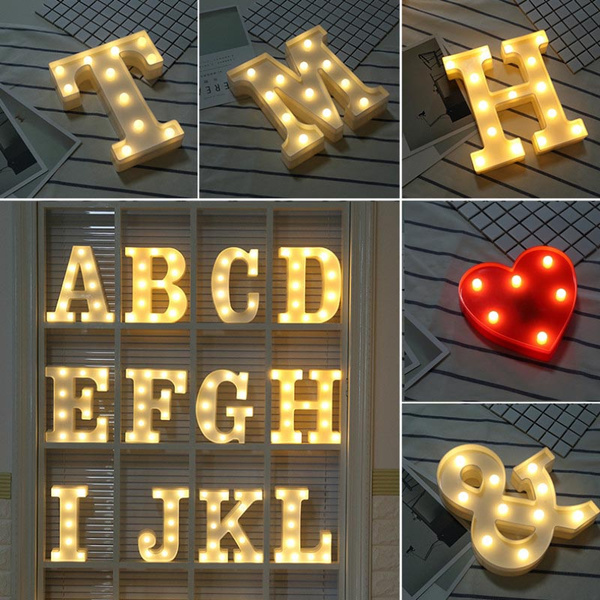 Larger LED Light Up Alphabet Letters Warm White Lights Plastic Numbers Standing 