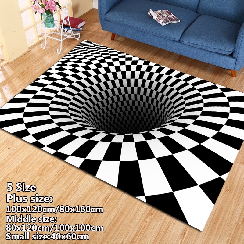 N//H Grinch Illusion Doormat,Christmas Decoration Door Mat,3D Visual Illusion Shaggy Rug for Bedroom Home Decor,Quickly Absorb Moisture and Resist Dirt Rugs Black, 50X80 cm