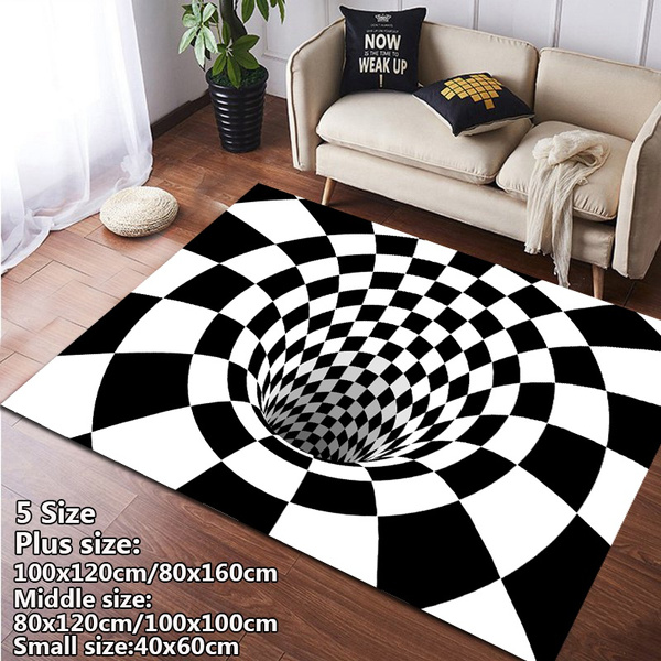 3D Bottomless Hole Optical Illusion Area Rug Carpet Sofa Door Mats Non-slip Home 