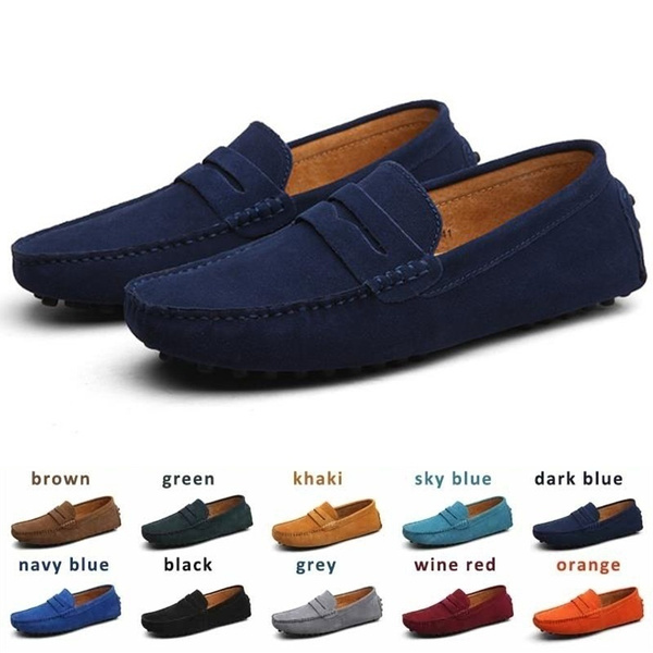 Men's Casual Oxfords Driving Leather Shoes Moccasin Peas Loafers Slip On Flats