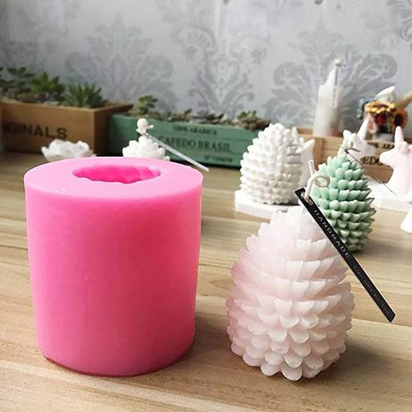 3D Christmas Pine Cone Silicone Candle Molds Beeswax Candles