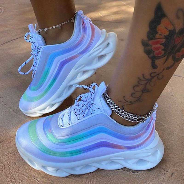 Women Shoes Summer Sneakers Breathable Rainbow Color fashion Women platform  new | eBay