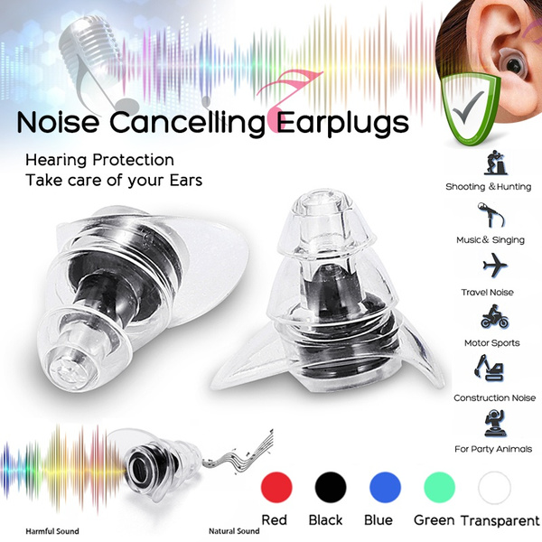 1 Pair Soft Silicone Ear Plugs Reusable Noise Reduction For Sleep DO 