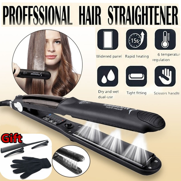 Professional steam flat iron curling styling tools Ceramic Wet/Dry Steam  Vapor Heater Salon hair straightener styler | Wish