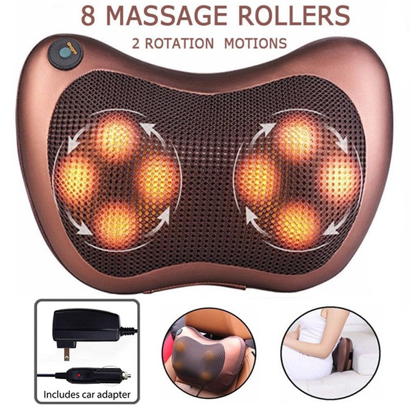 Shiatsu Neck and Back Massager 8 Heated Rollers Kneading Massage Pillow for